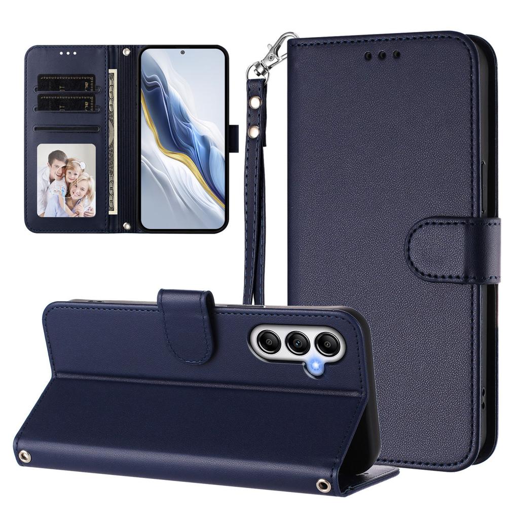 Para Samsung Galaxy A25 5G (Global) (161,0 x 76,5 x 8,3 mm) Funda de Cuero Billetera Soporte Cubierta para Teléfono con Correa de Muñeca