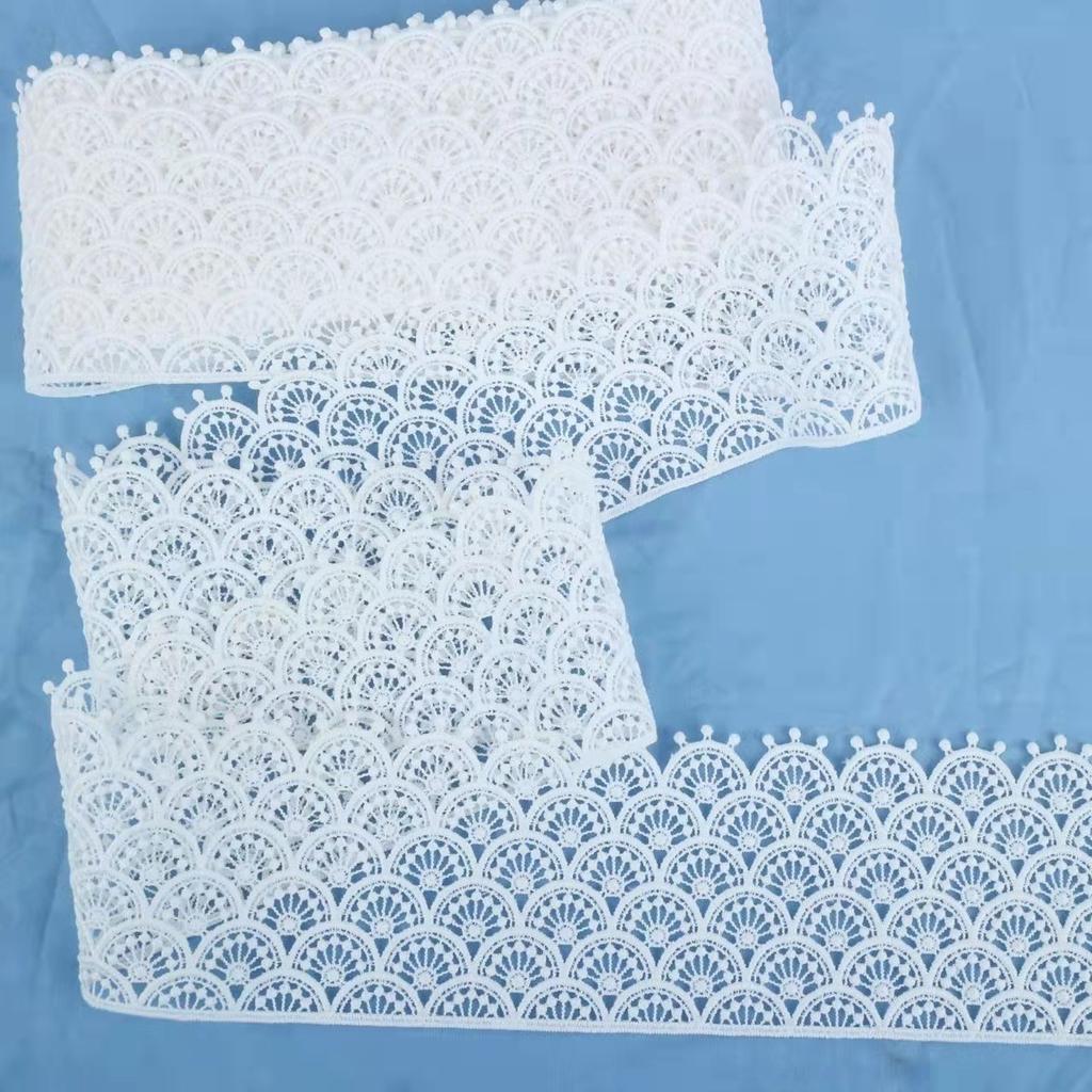 Unilateral Milk Silk Water-Soluble Embroidery Lace Barcode, White Hollow Barcode Clothing Curtain Lace Accessories