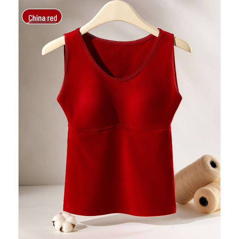 Women's Lyocell Warm Vest with Integrated Bra - Slimming Autumn/Winter Base Layer