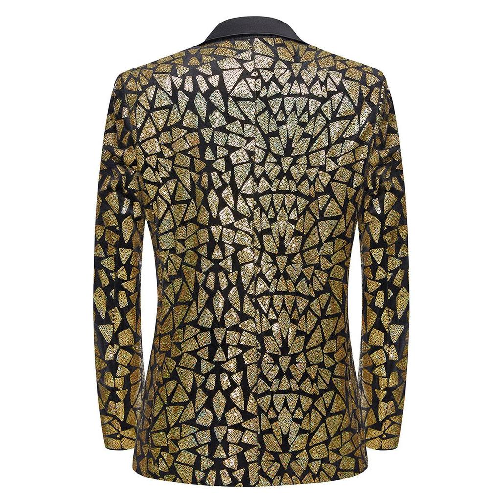 Herrenanzugjacke mit dreieckigen Pailletten und glänzendem Blazer
