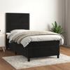 Bed Frame with Mattress - Maison Exclusive - Black - 90x190 Cm - Velvet - Adjustable Headboard
