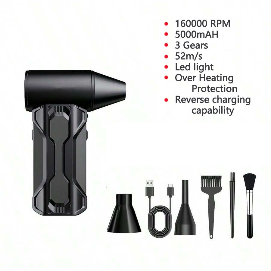 

Мини Турбовентилятор, Электрический Воздуходув с 3 Регулируемыми Скоростями Ветра 160000 об/мин 52 м/с Инструмент для Обдува для Чистки Автомобиля и Компьютера