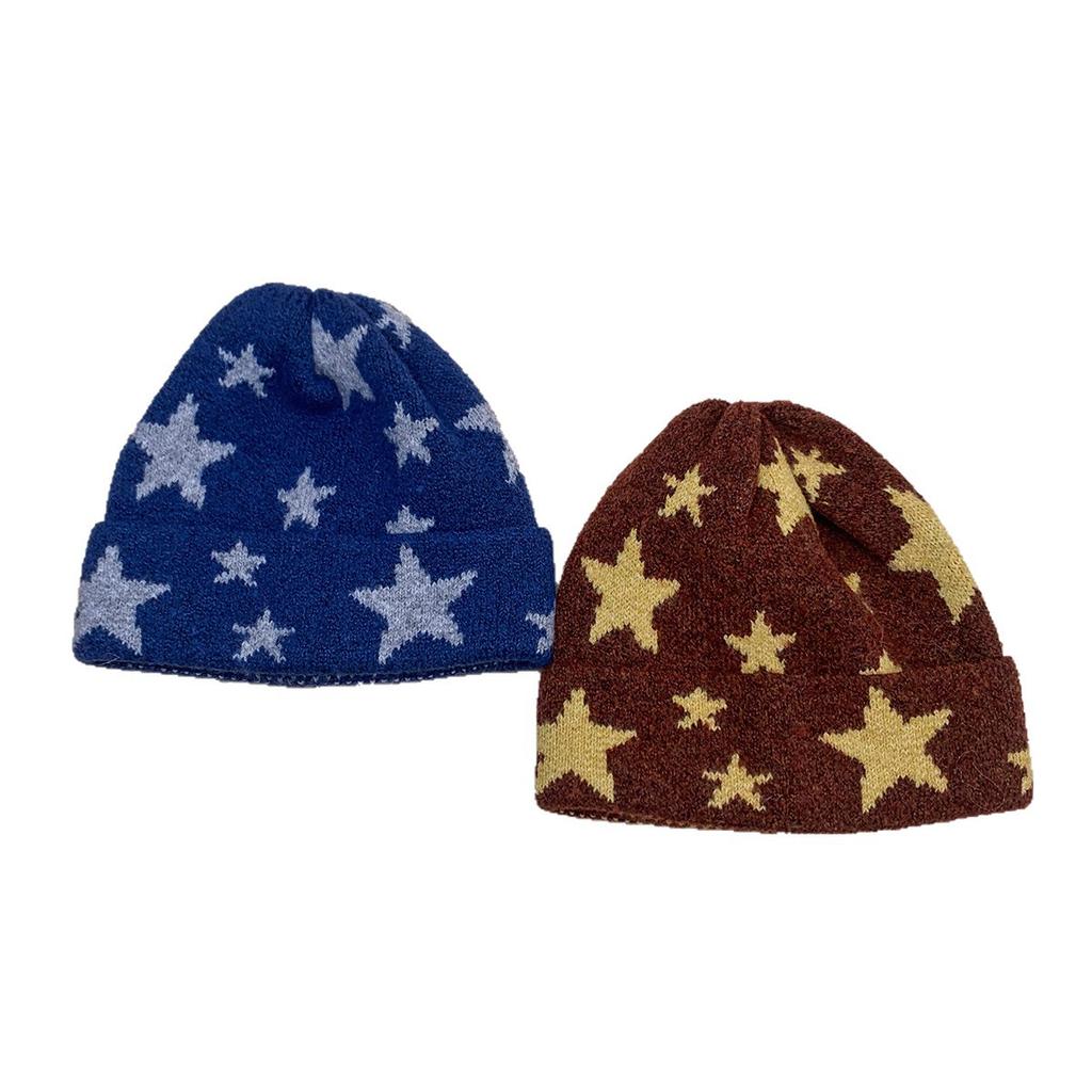 Autumn and Winter Personalized Five-pointed Star Knitted Hat for Men and Women Warm Retro Street Outdoor Versatile Pullover Hat