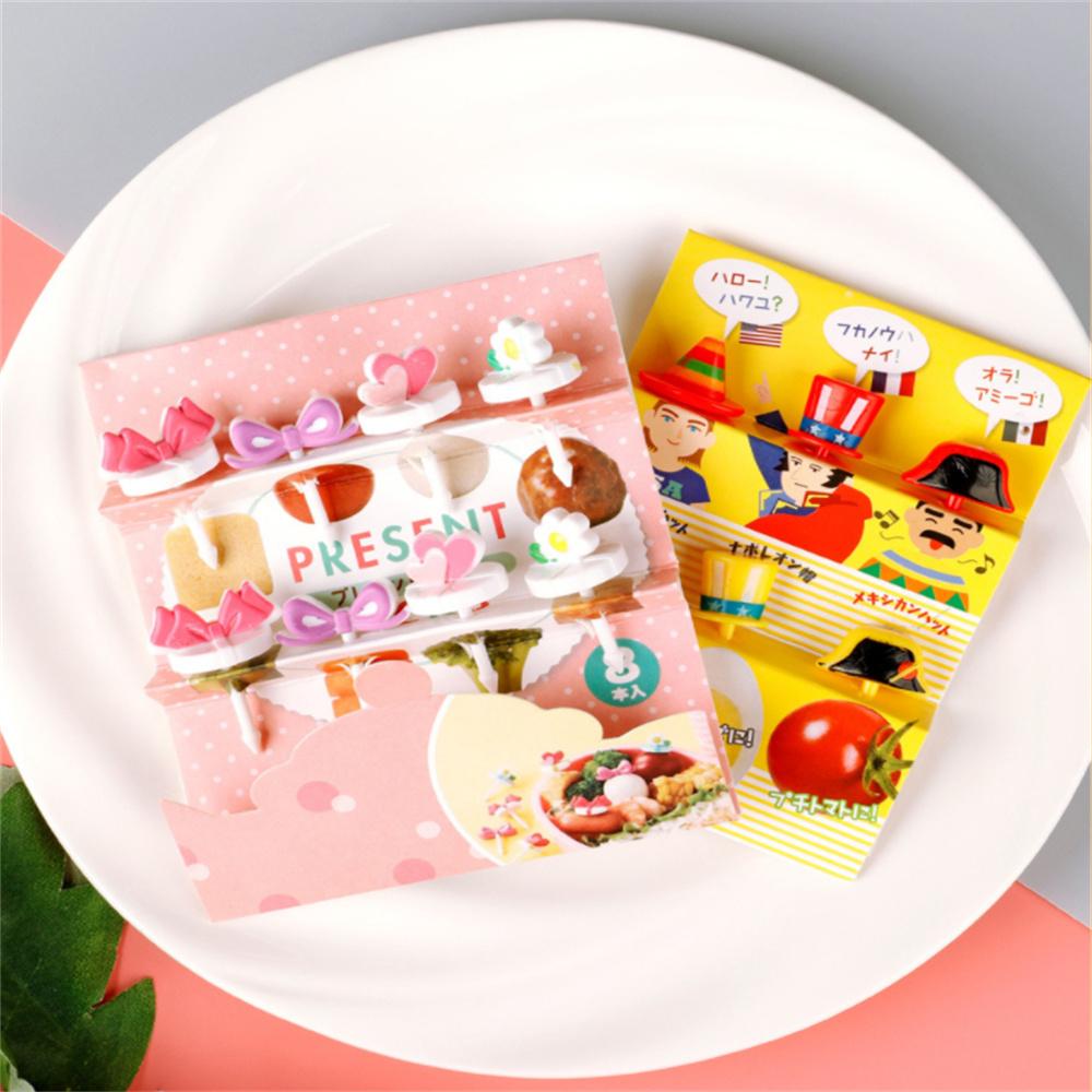 Party Decor Food Grade Fruit Fork Plastic Toothpick Cartoon Bento Lunch Accessories For Picnic Kitchen Party