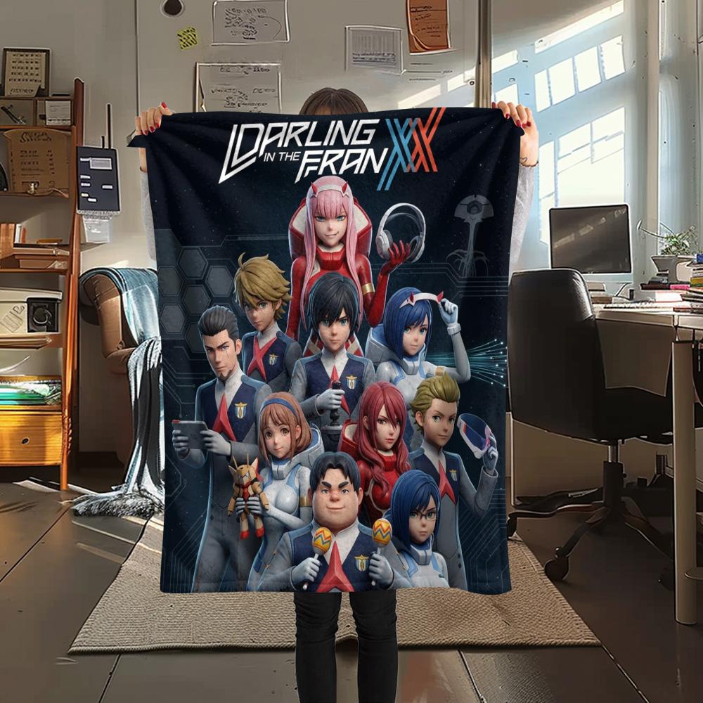 1PC Franxx Patterned Flannel Blanket Suitable For All Seasons For Home Decor Warmth And Comfort Gifts Holiday Present