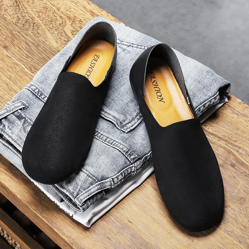 Fashion Autumn Hot Selling Soft Soled Comfortable Loafers Massage Flat Bottom Commuting Men's Work Shoes Men's Leather Casual Shoes cm nero
