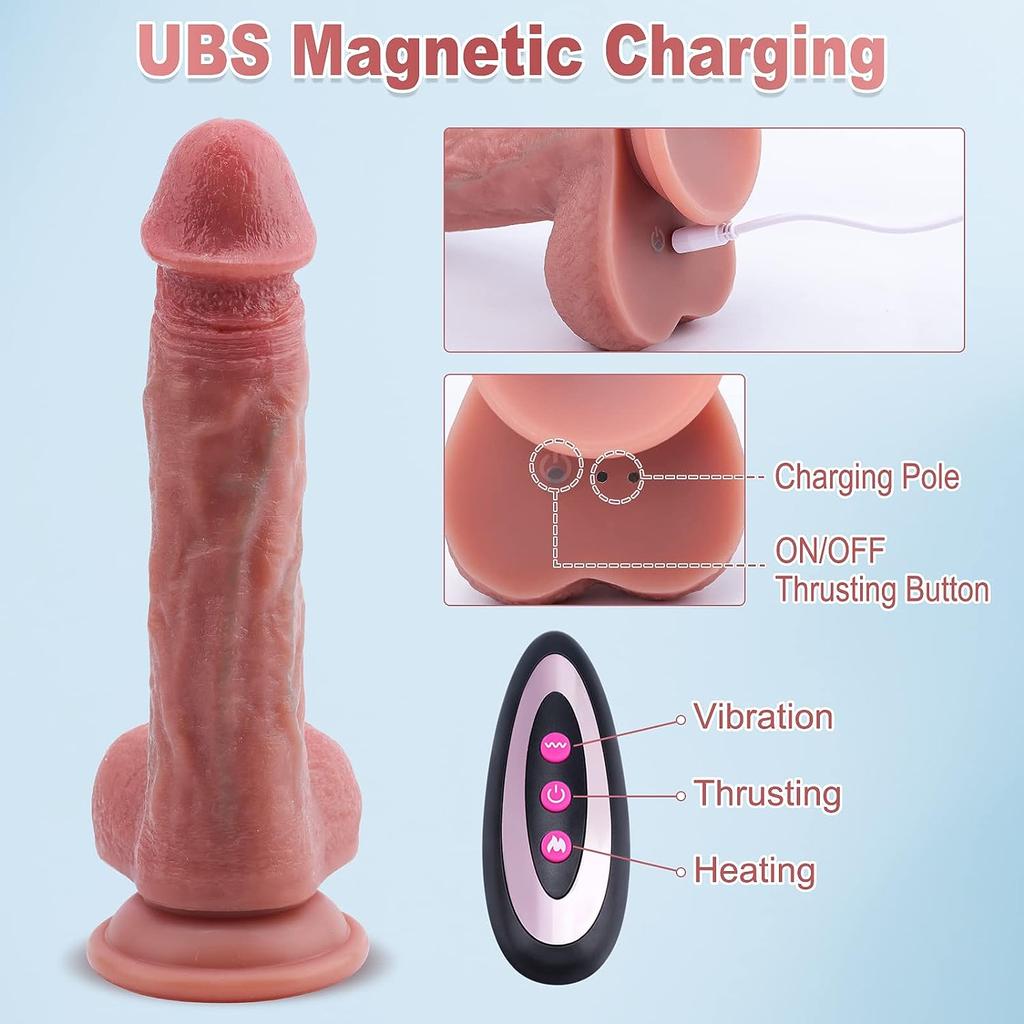 Stoßender realistischer Dildovibrator mit Vibration und Heizung, weiches Silikon, ferngesteuert, Analdildos, Klitoris, G-Punkt-Stimulation, Sexspielzeug für Erwachsene für Frauen