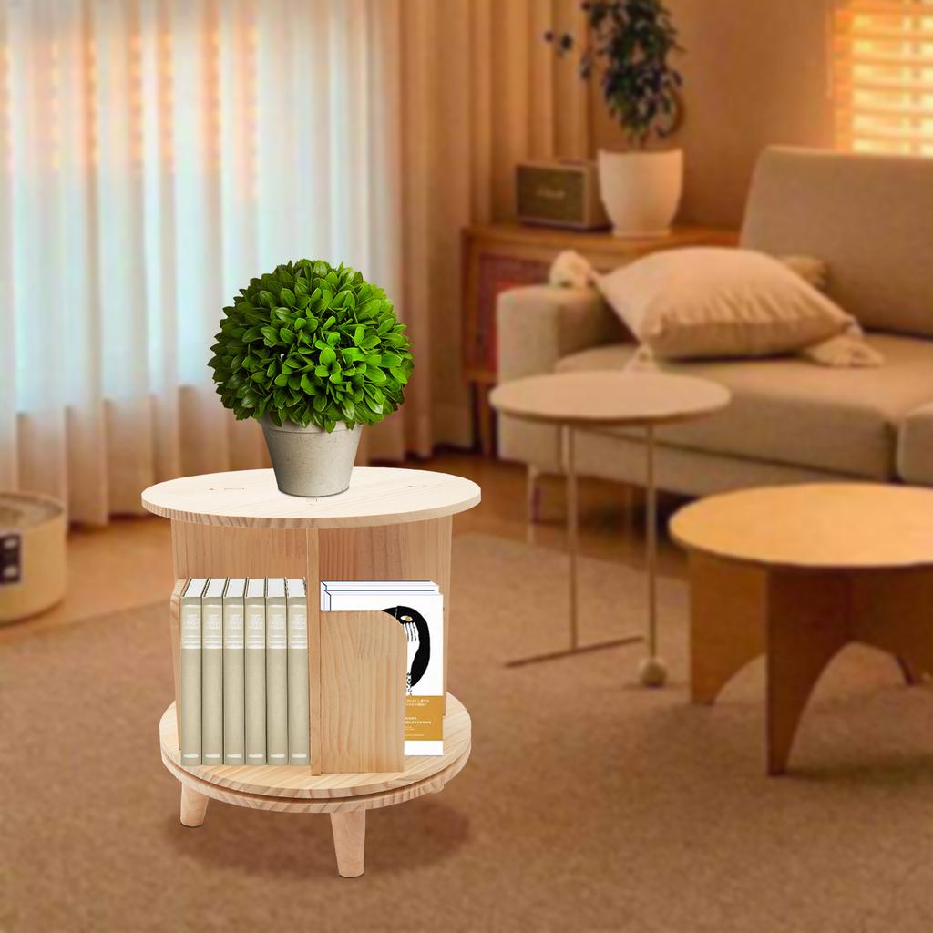 Floor Standing Rotating Bookshelf Multi-Functional Wooden Storage Rack Suitable for Living Rooms, Study Rooms, Bedrooms