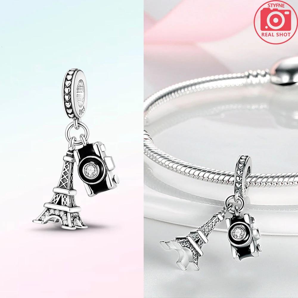 Charm Original Copper Paris Tower Pyramid Travel Country Flag Fit Bracelet Necklace Beads Pendant Women Diy Jewelry Gift
