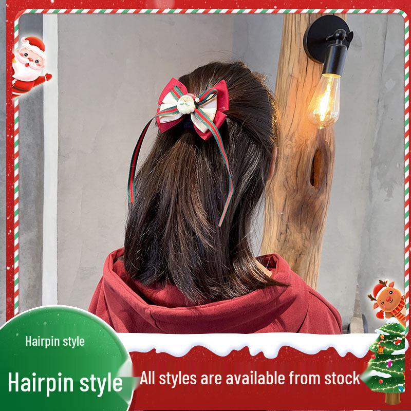 Handmade Fairy Mori Style Christmas Bow Hair Clip – Cute & Sweet Spring Hair Accessory