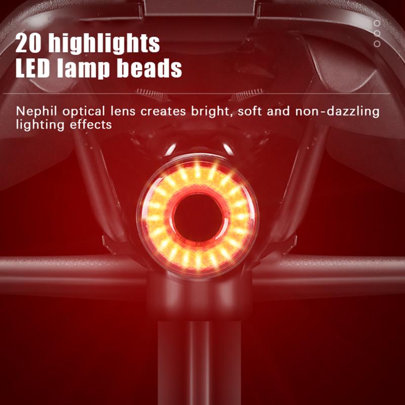 Intelligent Taillight Aluminum Alloy Type-C Intelligent Sensing Brake Taillight Bicycle Riding Light 1PC