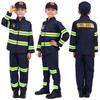 Kids Fireman Costume Set Girls Boys Firefighter Cosplay Fancy Dress Up Thick Jacket Coat With Pants Hat Set