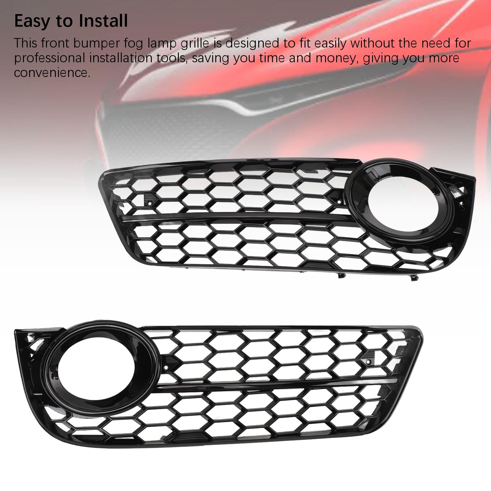 

1 Pair Fog Light Mesh Grille 8T0807681 Gloss Black Front Bumper Fog Lamp Grill Cover for A5 Coupe Sportback 2008 to 2011