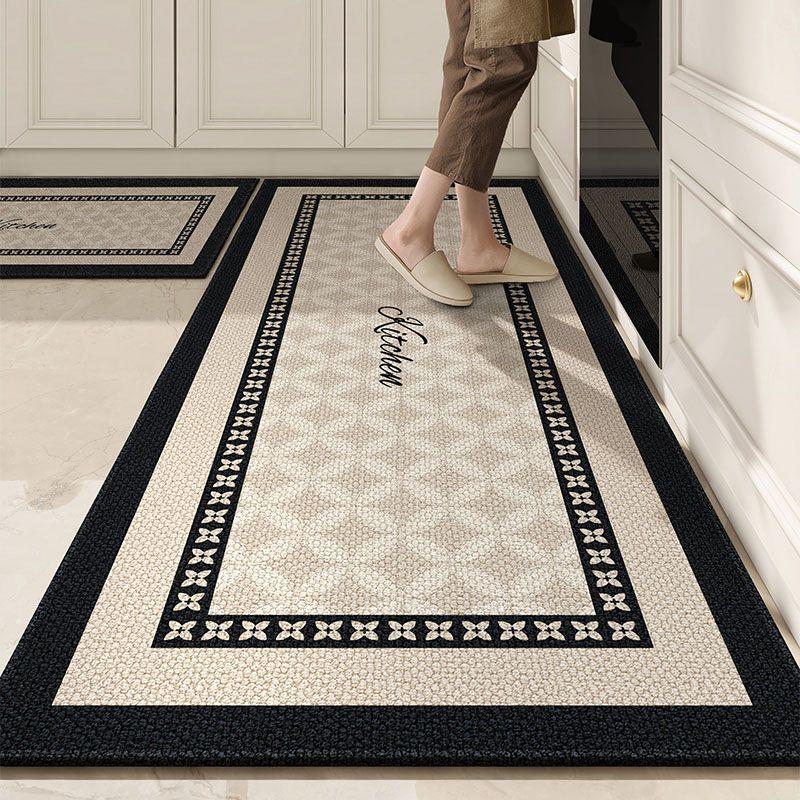 Thicken Belgian Velvet Kitchen Floor Mat Kitchen Carpet Foot Mats Long Area Rugs Carpet for Living Room Absorbent Foot Mats Bedroom Door Mat