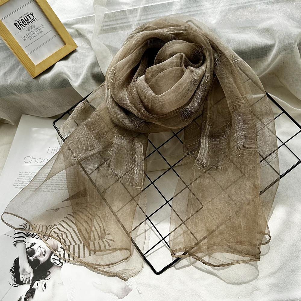 Thin Yarn Blue Women'S Hemp Mulberry Silk Scarf Women'S Autumn  Versatile Elegant Literary Silk And Hemp Shawl