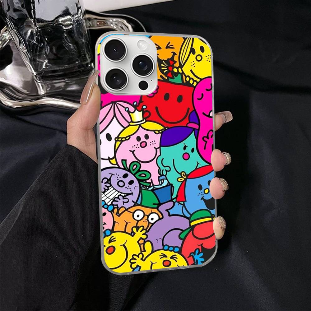 Gifts Mr Men And Little MisS Silver Gradient Pleated Water Ripple Phone Case For IPhone 17 16 15 14 13 12 11 Pro Max