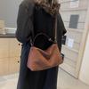 Vintage Women's Solid Color Bucket Small Crossbody Bag Autumn and Winter Matte Leather  Adjustable Shoulder Bag for Work, Travel