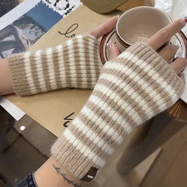 

WTEMPO полосатый короткий трикотажный наручный бандаж манжета ветрозащитный полупальцевые перчатки пара холодостойких эластичных теплых шерстяных варежек 1 pair хаки