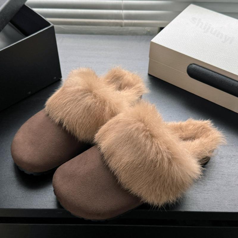 Women Cotton Slippers 2026 Winter Plush Warm Flats Shoes Flip Flops New Fashion Furry Round Toe Women Casual Shoes Zapatos Mujer