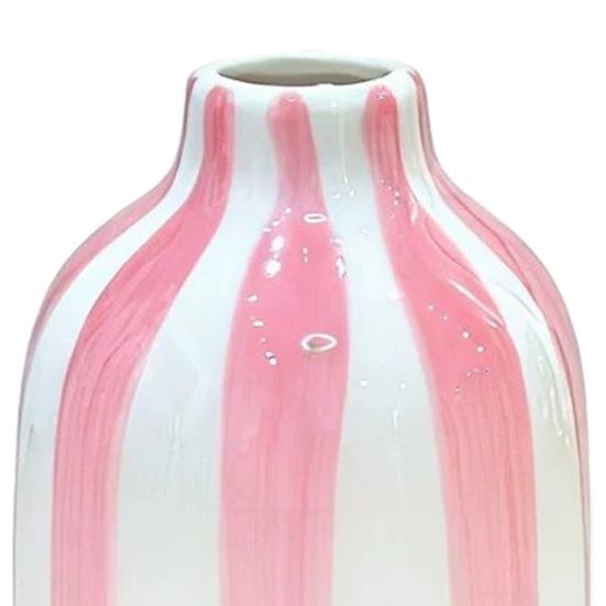 Ceramiczny Pasiasty Wazon Ręcznie Malowany Nowoczesny Nordycki Boho Wazon Mały Dekoracyjny Pojemnik na Kwiaty na Stolik Boczny Kuchnia Pomieszczenie Wewnętrzne Ozdoba Stołu