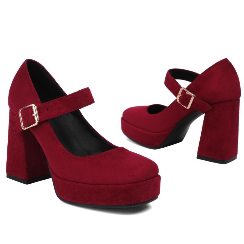 Black Red Blue Heeled Women's Pumps Shoes Platform Elegant Block High Heels Female Working Party Wedding Shoes 2024 Spring