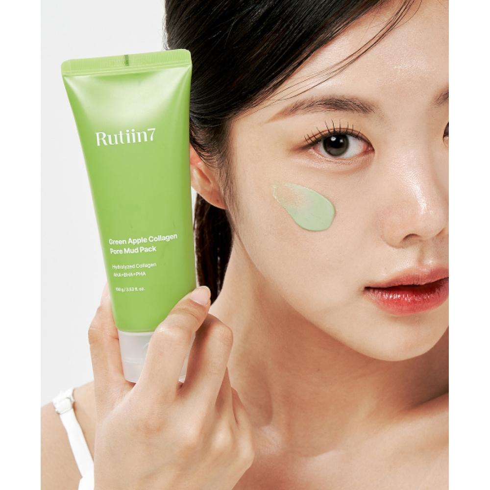 Rutiin7 Green Apple Collagen Pore Mud Pack Green Apple Wash Off Pack 100g NONE