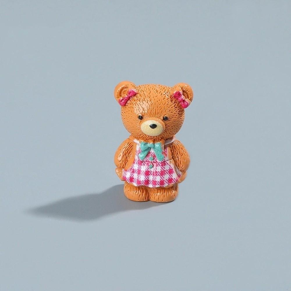 5pcs Resin Little Bear Figurine Mini Desk Bear Decorations Cute Apron Bear Decorations Desktop Use