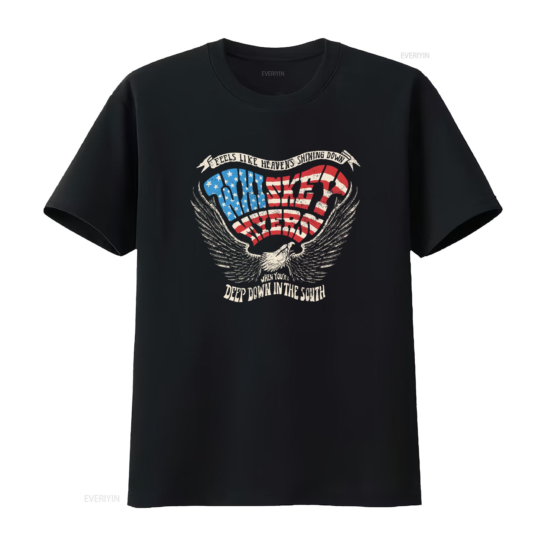 

Whiskey Myers American Flag Eagle Wings T Shirt Size L Long or s vintage Washed Stylish Versatile Unisex Soft Slightly 4XL