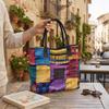  Colorful Patchwork Tote Bag Large Casual Handbag for Daily Shopping Travel Use