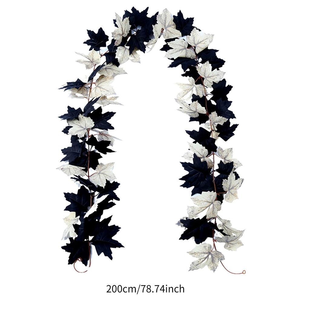 2M Halloween Künstliches Ahornblatt Herbst Landschaftsdeko Grüne Pflanzen Ahornblatt Simulation Wandbehang Weihnachtsranke