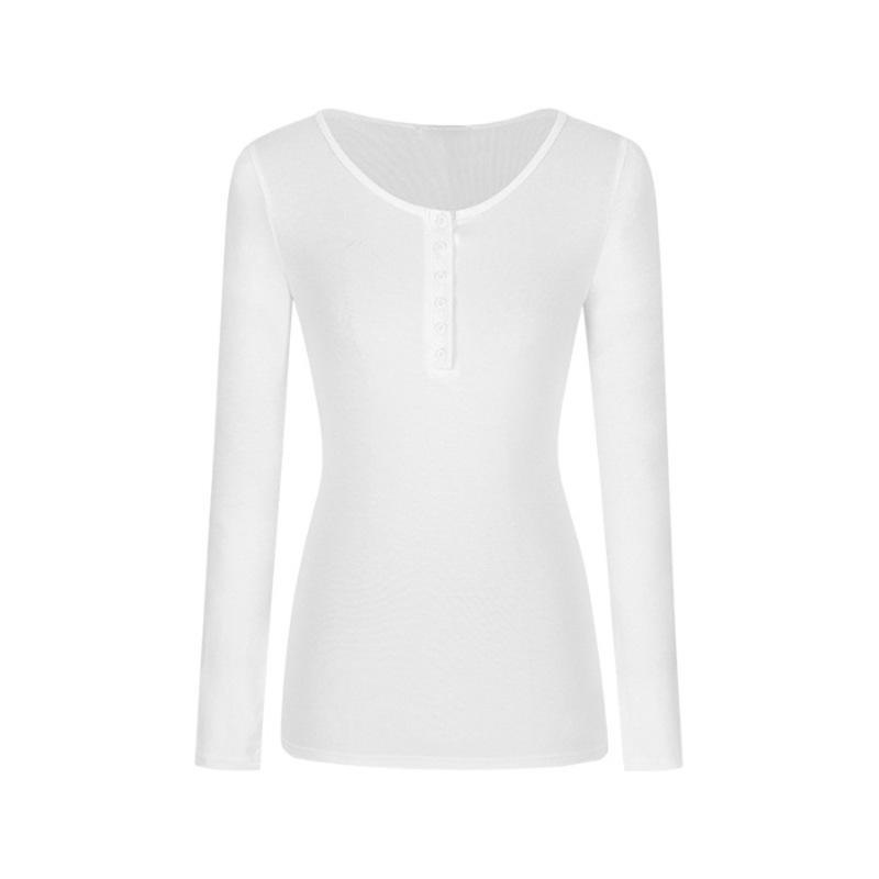 

Стильная приталенная футболка средней длины: Новый весенне-осенний дизайн с полуоткрытым воротником и приталенной талией, с длинными рукавами XL (115-130 lbs)