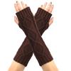 Retro Diamond Knit Wool Fingerless Gloves: Warm Half-Finger Wrist & Arm Warmers