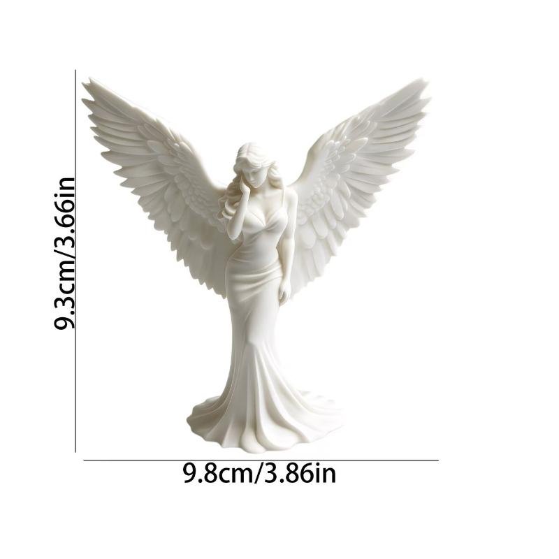 3D-gedruckte Schutzengel-Figur Weißgold Betende Religiöse Statue für Garten Fensterbank Dekoration Einweihungsgeschenk