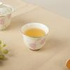 Apricot Yellow Butterfly & Floral Gaiwan Tea Cup with Silver Edge - High-grade Ceramic for Women's Tea Brewing