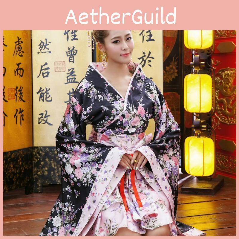 Enchanting Japanese Kimono Cosplay Lolita Anime Maid Uniform Costume Dress Set