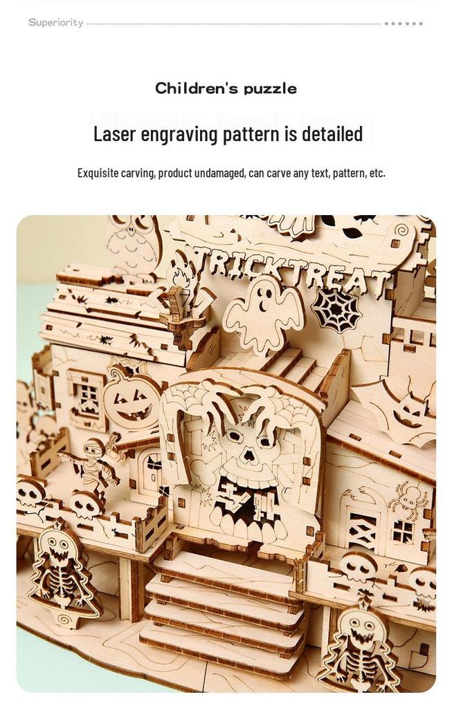 Haunted House Wooden Jigsaw Puzzles - Educational Toys for Kids