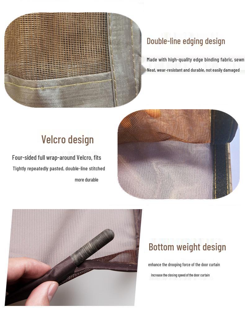 Velcro Magnetic Anti-Mosquito Screen Door - Silent & Encrypted for Bedroom Use