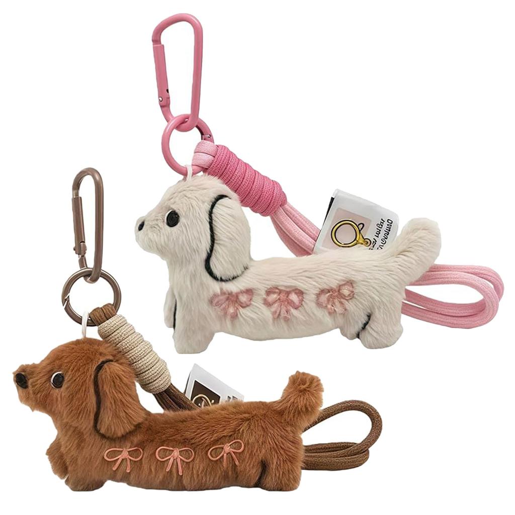 2Pcs Cute Plush Animal Bag Accessories Cartoon Look Soft Bag Pendant Couple Key Holder Ideal Purse Decoration Gifts