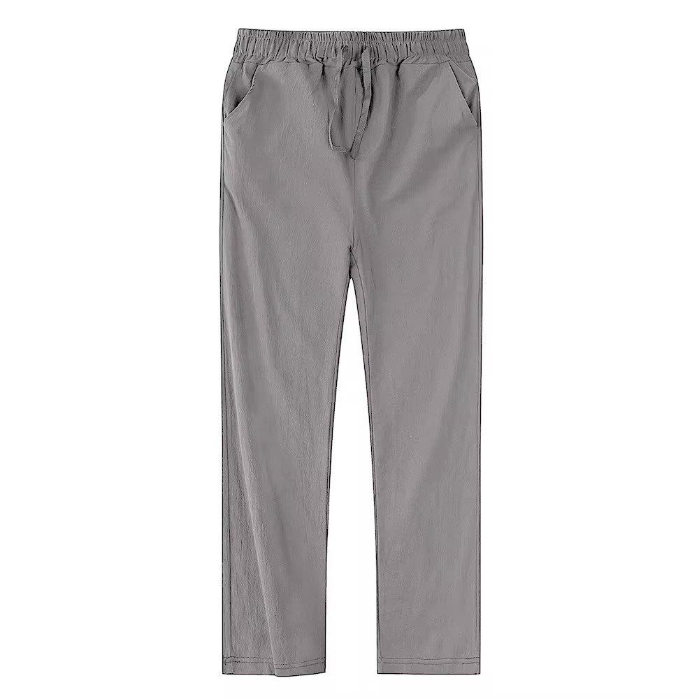 2024 Summer Men's Casual Drawstring Elastic Waist Breathable Solid Color Pants