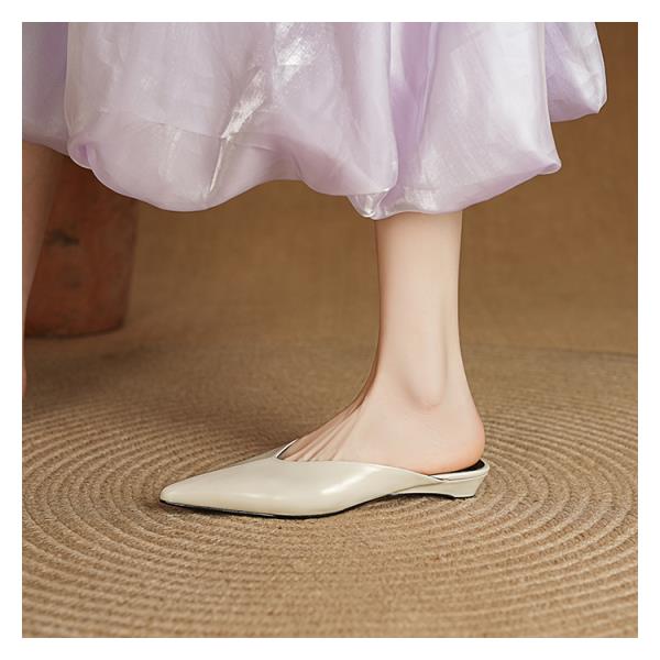 Fashion Shoes Big Size Cover Toe Mules For Women 2025 Ladies' Slippers Loafers Pointed Retro Slides Pointed Toe Loafers Shoes Big Size M