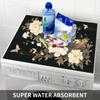 1Pcs Rubber Drying Mat With Floral  Butterfly For Coffee Shop Restaurant Kitchen Carpet Tableware Durable Diatom Mud Table Mat Pet Mat Coffeeware