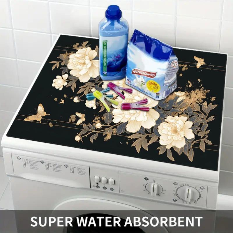 1Pcs Rubber Drying Mat With Floral  Butterfly For Coffee Shop Restaurant Kitchen Carpet Tableware Durable Diatom Mud Table Mat Pet Mat Coffeeware