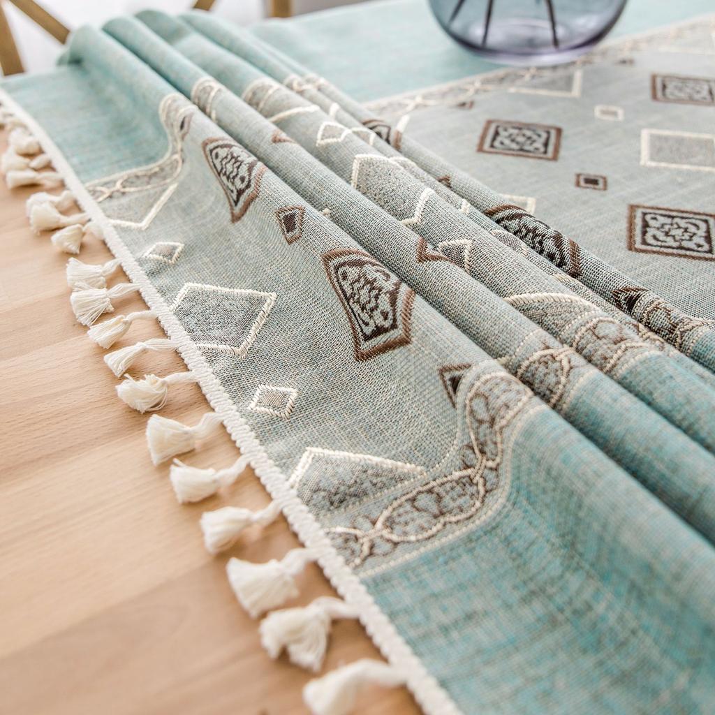 Ethnic Style Linen Washable Table Cloth American Pastoral Tea Party Household Tablecloth Rectangular Coffee Table Cloth Tablecloth