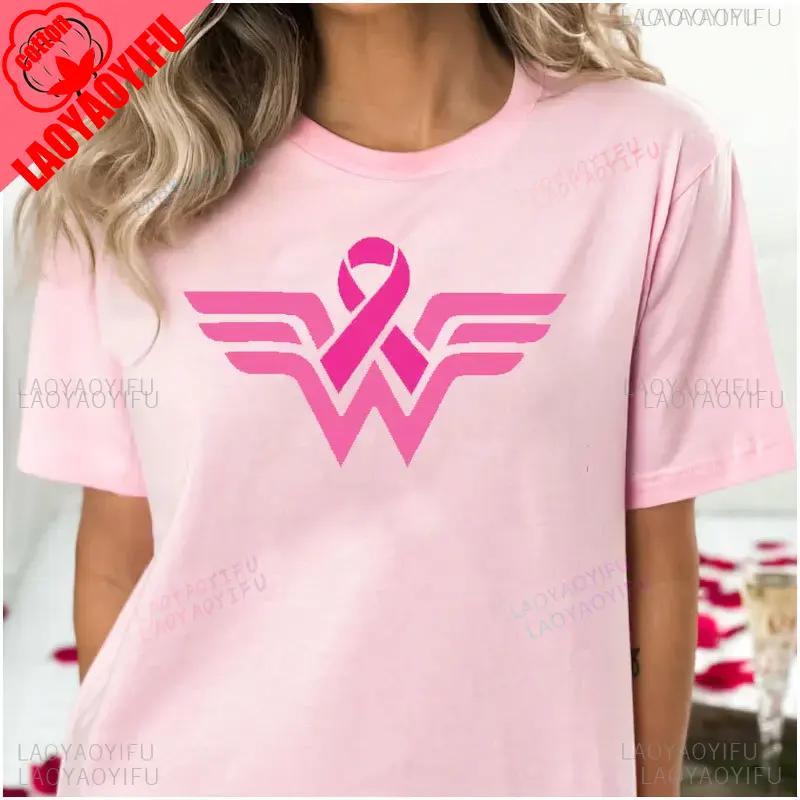 

Cancer Ribbon Wonder lady TShirt Cancer Awareness Shirt Cancer Survivor Warrior print shirts aesthetic clothes cotton tee tops S