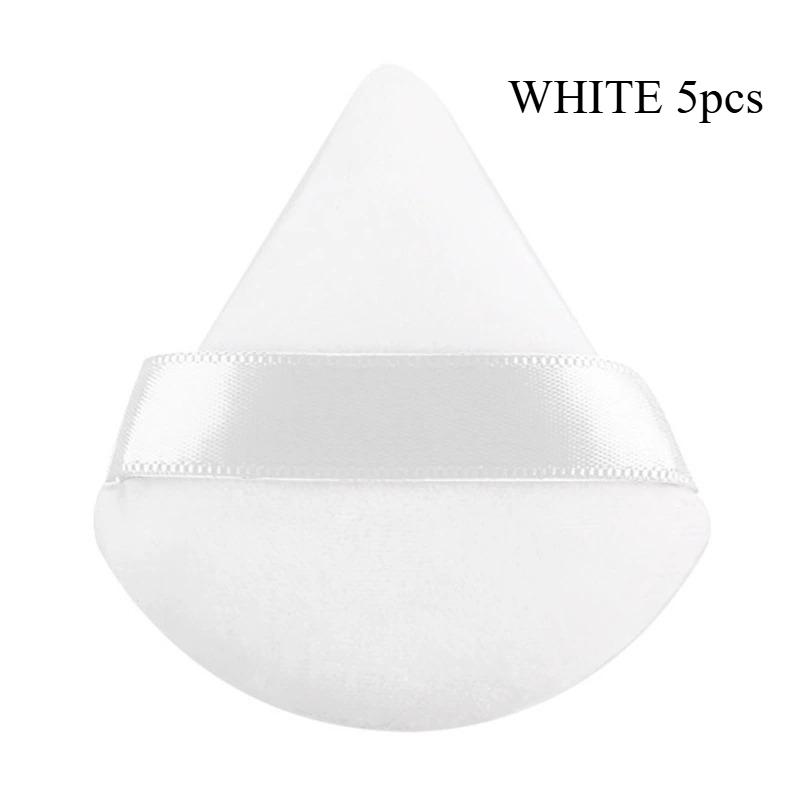 5Pcs Triangle Flocking Puff and Storage Box Dry Puff Loose Powder Puff Levero Makeup Double-sided Super Soft Powder Puff