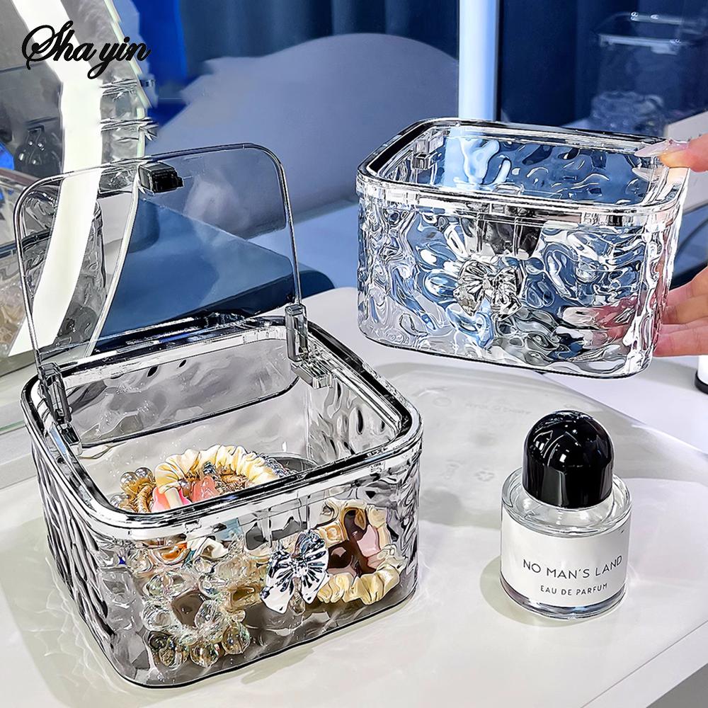Haaraccessoires Aufbewahrungsbox Großes Fassungsvermögen Transparentes Acryl Tragbare Aufbewahrungsbox Mädchen Haargummis Haarspangen Organizer Box
