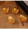 18K Gold Plated Titanium Steel Textured Earrings and Ring Set for Women