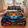 3pcs Tiger Print Bedding Set - 1 Duvet Cover + 2 Pillowcases(Core Not Included), Machine Washable Polyester Yy251216151