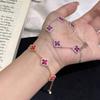Four-leaf Clover Bracelet with Purple Zirconium Petals Versatile and Exquisite Bracelet for Women