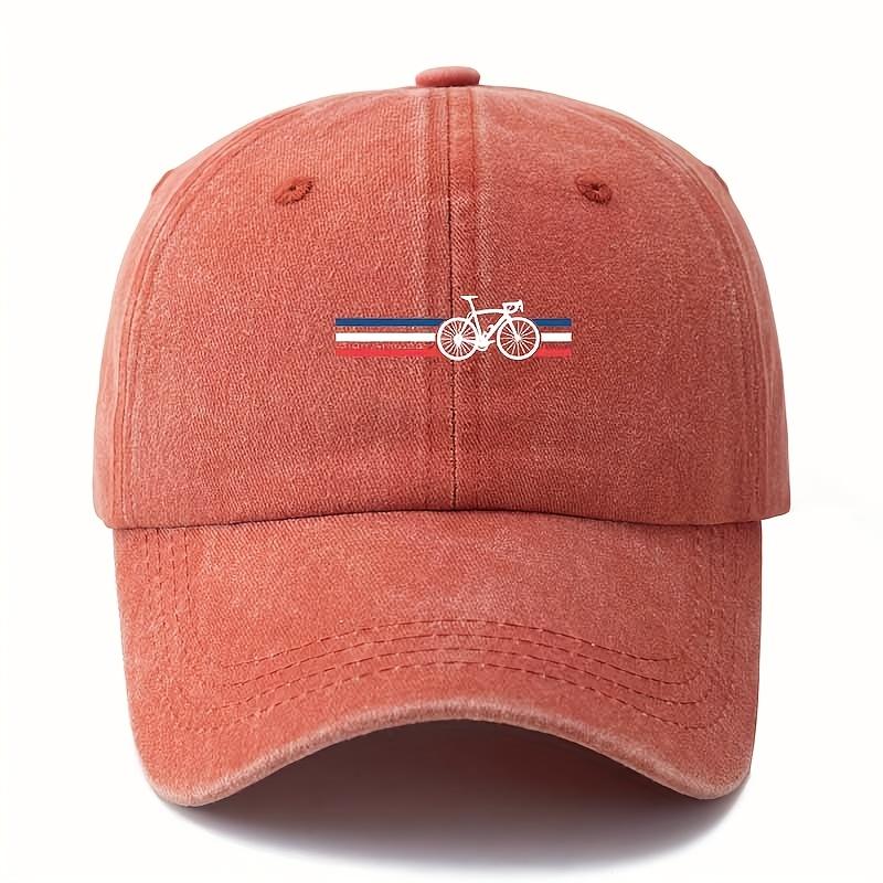 Fashionable Printed Bicycle Baseball Cap, Retro Lightweight Curved Brim Hat, Suitable for Outdoor Vacation, Camping and Leisure